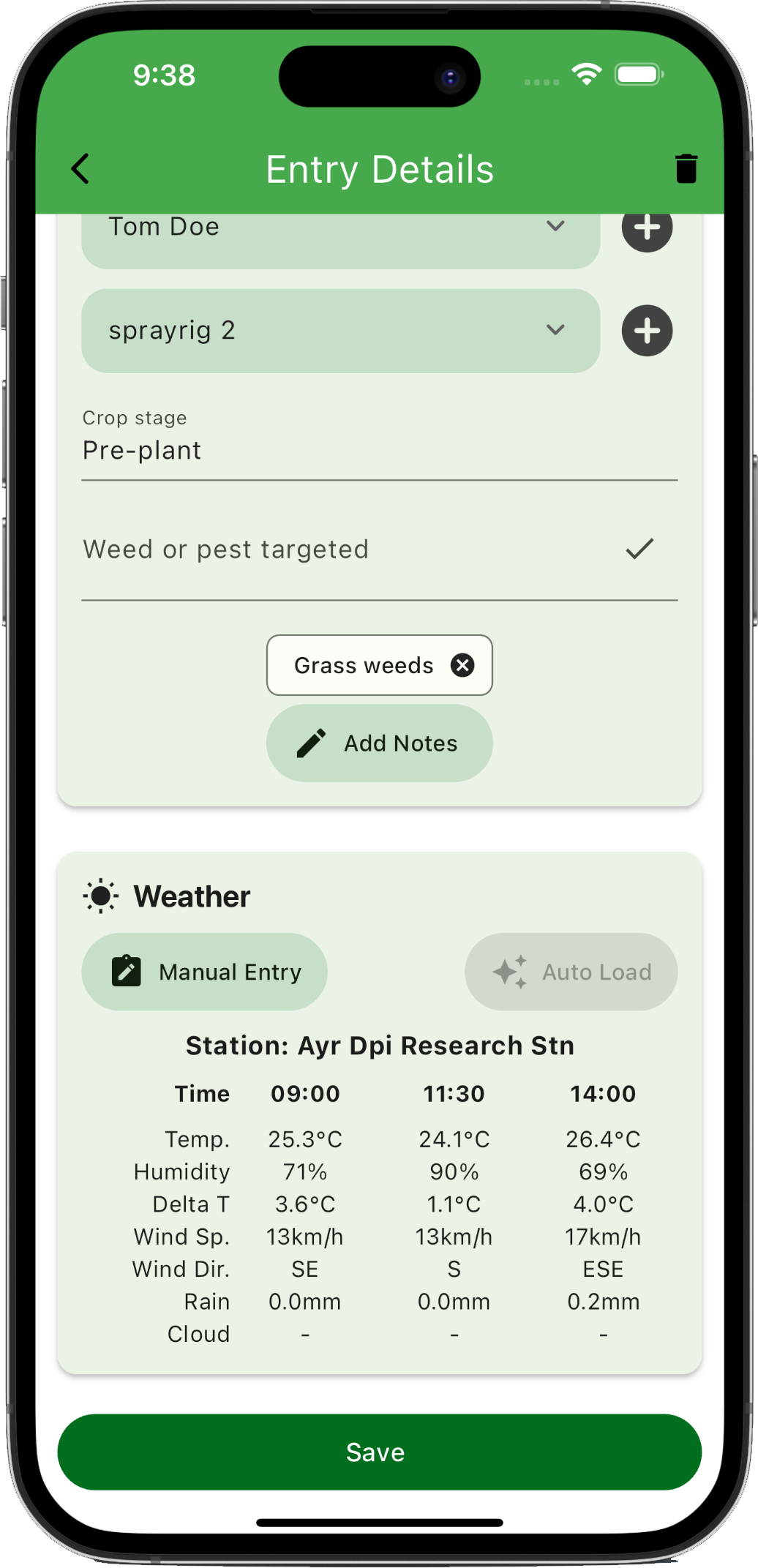 Spraybook App Screenshot